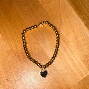 Arbonne Gold Beaded Bracelet with Heart Charm